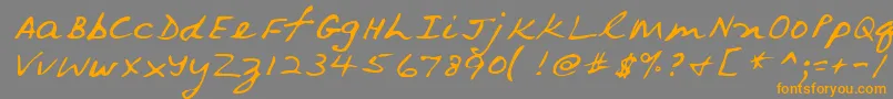 フォントLehn079 – オレンジの文字は灰色の背景にあります。