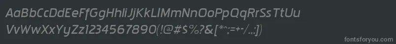 Fonte PakenhamxpbkItalic – fontes cinzas em um fundo preto