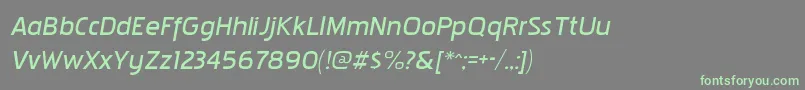 Czcionka PakenhamxpbkItalic – zielone czcionki na szarym tle