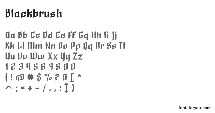 Schriftart Blackbrush – Alphabet, Zahlen, spezielle Symbole