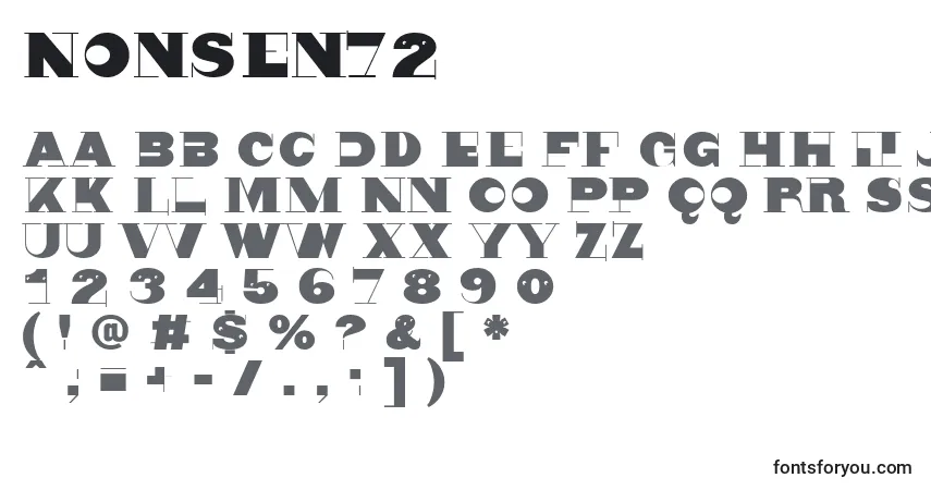 Czcionka Nonsen72 – alfabet, cyfry, specjalne znaki