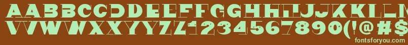 フォントNonsen72 – 緑色の文字が茶色の背景にあります。