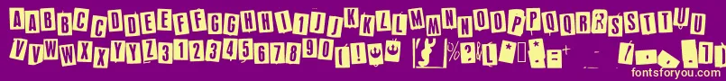 Fonte Devastation – fontes amarelas em um fundo roxo