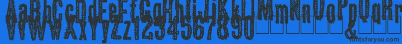 Okas-Schriftart – Schwarze Schriften auf blauem Hintergrund