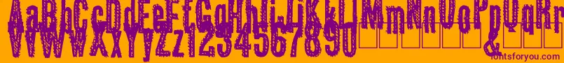 Okas-fontti – violetit fontit oranssilla taustalla