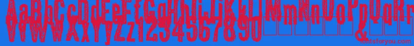 Шрифт Okas – красные шрифты на синем фоне