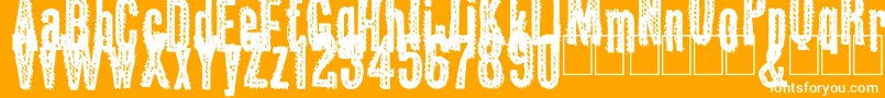 Okas-Schriftart – Weiße Schriften auf orangefarbenem Hintergrund