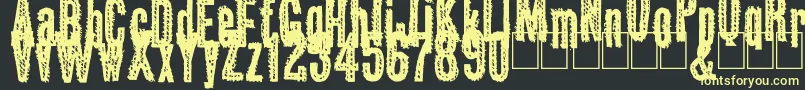 Okas-Schriftart – Gelbe Schriften auf schwarzem Hintergrund