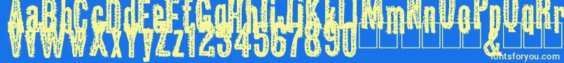 フォントOkas – 黄色の文字、青い背景