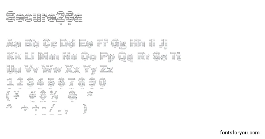 Czcionka Secure26a – alfabet, cyfry, specjalne znaki