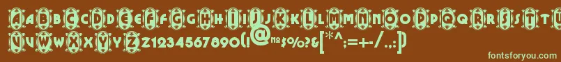 Cameoappearancenf-fontti – vihreät fontit ruskealla taustalla