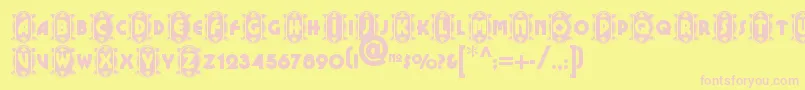 Cameoappearancenf-fontti – vaaleanpunaiset fontit keltaisella taustalla