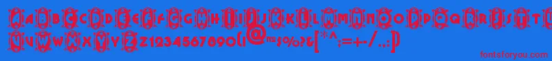 Cameoappearancenf-fontti – punaiset fontit sinisellä taustalla