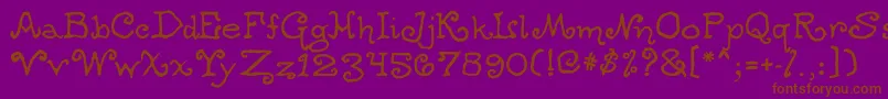 Czcionka Ogdredweary – brązowe czcionki na fioletowym tle