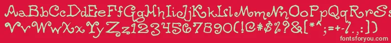 フォントOgdredweary – 赤い背景に緑の文字