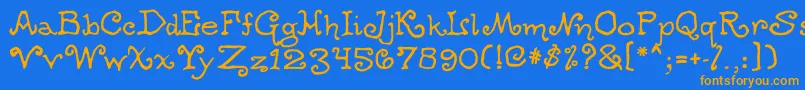 Ogdredweary-Schriftart – Orangefarbene Schriften auf blauem Hintergrund
