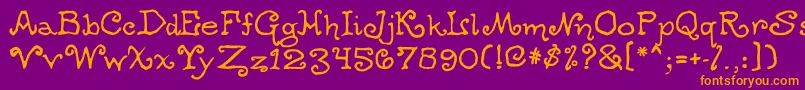 Ogdredweary-Schriftart – Orangefarbene Schriften auf violettem Hintergrund