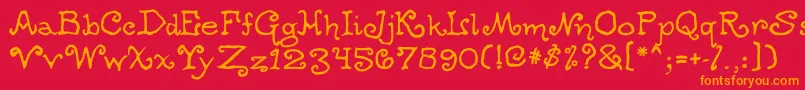 Ogdredweary-fontti – oranssit fontit punaisella taustalla
