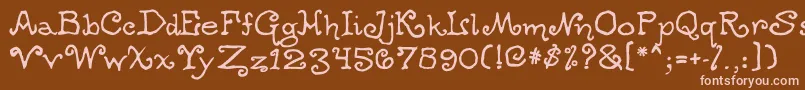 Ogdredweary-fontti – vaaleanpunaiset fontit ruskealla taustalla