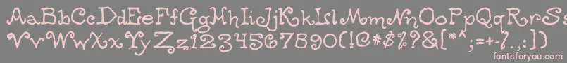フォントOgdredweary – 灰色の背景にピンクのフォント