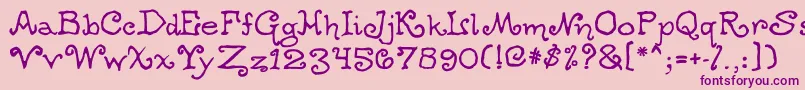 フォントOgdredweary – ピンクの背景に紫のフォント