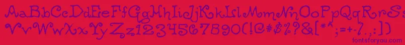 Czcionka Ogdredweary – fioletowe czcionki na czerwonym tle