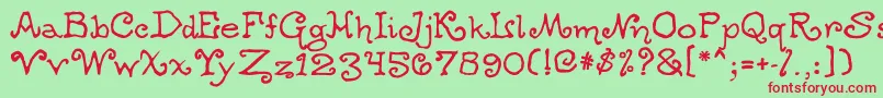 フォントOgdredweary – 赤い文字の緑の背景