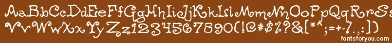 Ogdredweary-Schriftart – Weiße Schriften auf braunem Hintergrund
