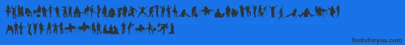 Czcionka HumanSilhouettesFreeTwo – czarne czcionki na niebieskim tle