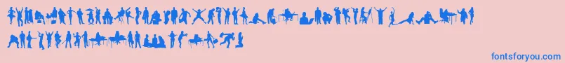 HumanSilhouettesFreeTwo-fontti – siniset fontit vaaleanpunaisella taustalla