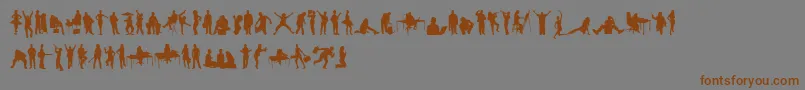 フォントHumanSilhouettesFreeTwo – 茶色の文字が灰色の背景にあります。