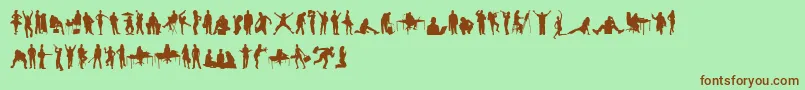 HumanSilhouettesFreeTwo Font – Brown Fonts on Green Background