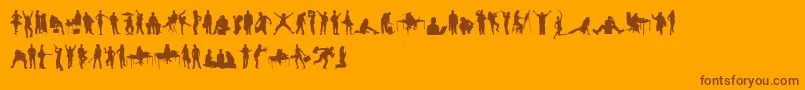 HumanSilhouettesFreeTwo Font – Brown Fonts on Orange Background