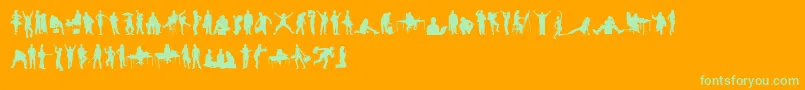 HumanSilhouettesFreeTwo Font – Green Fonts on Orange Background