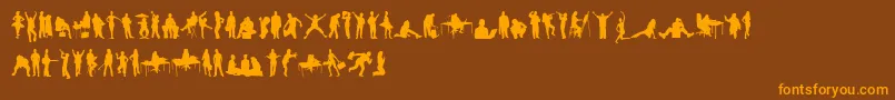 HumanSilhouettesFreeTwo-Schriftart – Orangefarbene Schriften auf braunem Hintergrund