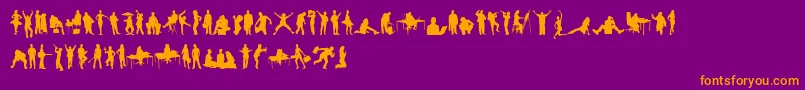 HumanSilhouettesFreeTwo Font – Orange Fonts on Purple Background