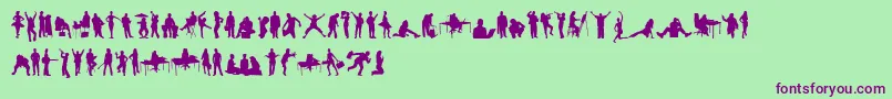 HumanSilhouettesFreeTwo-Schriftart – Violette Schriften auf grünem Hintergrund