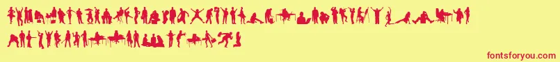 HumanSilhouettesFreeTwo-fontti – punaiset fontit keltaisella taustalla