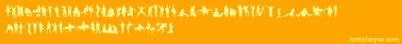 Шрифт HumanSilhouettesFreeTwo – жёлтые шрифты на оранжевом фоне