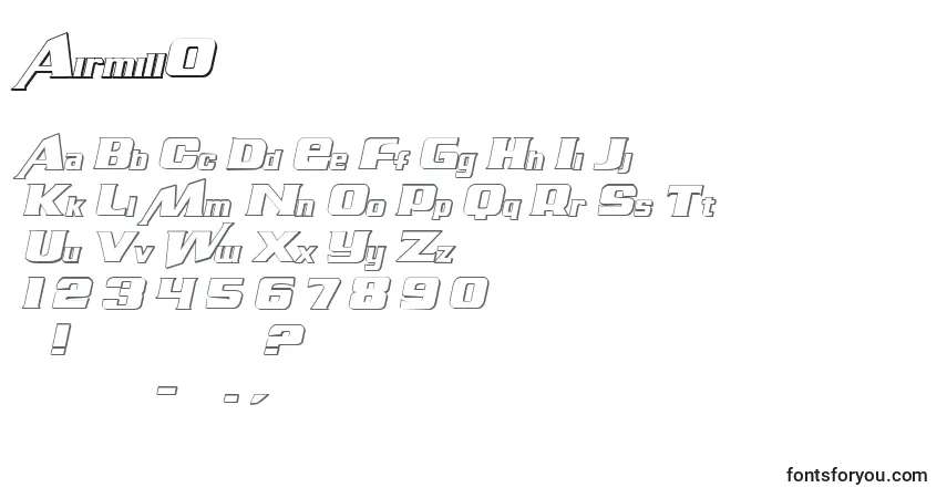 Czcionka AirmillO – alfabet, cyfry, specjalne znaki