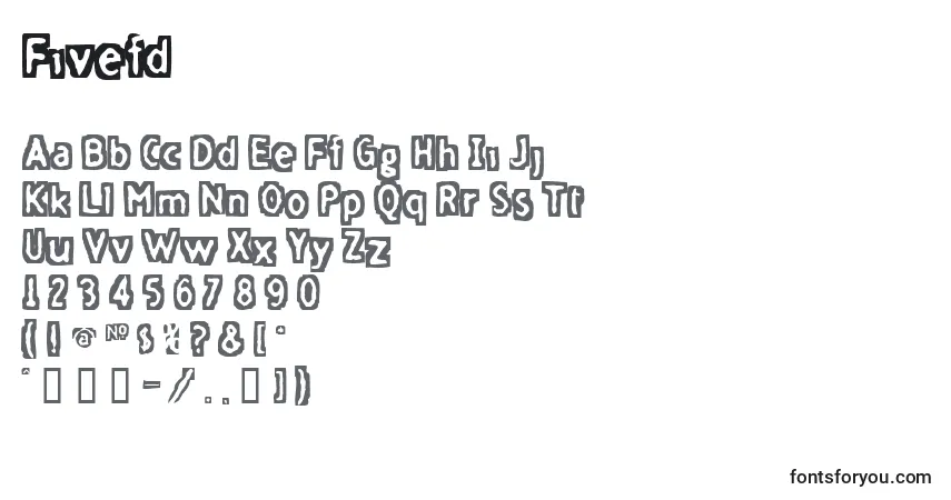 A fonte Fivefd – alfabeto, números, caracteres especiais
