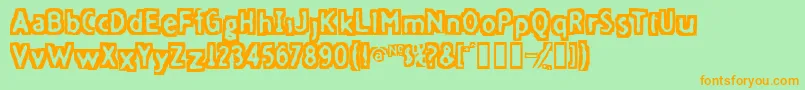 フォントFivefd – オレンジの文字が緑の背景にあります。