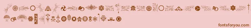CornucopiaOfOrnamentsTwo-Schriftart – Braune Schriften auf rosa Hintergrund