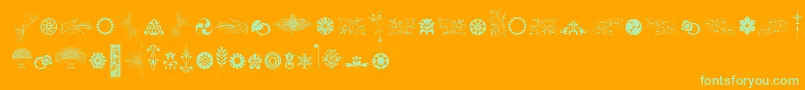 CornucopiaOfOrnamentsTwo-Schriftart – Grüne Schriften auf orangefarbenem Hintergrund