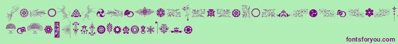 CornucopiaOfOrnamentsTwo Font – Purple Fonts on Green Background