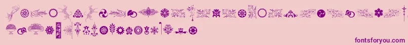 CornucopiaOfOrnamentsTwo-Schriftart – Violette Schriften auf rosa Hintergrund