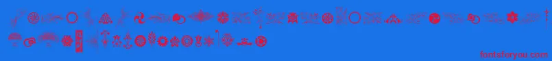 CornucopiaOfOrnamentsTwo-Schriftart – Rote Schriften auf blauem Hintergrund