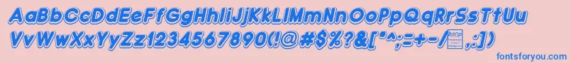 DoubleBubbleShadowItalic Font – Blue Fonts on Pink Background