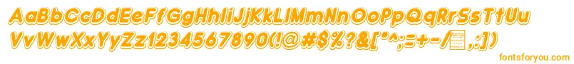 DoubleBubbleShadowItalic-Schriftart – Orangefarbene Schriften auf weißem Hintergrund