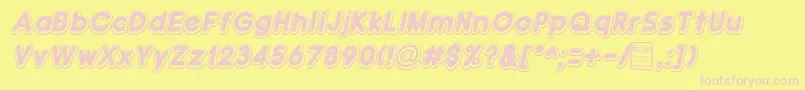 DoubleBubbleShadowItalic-fontti – vaaleanpunaiset fontit keltaisella taustalla